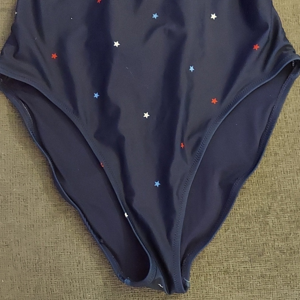 OLD NAVY One Piece V Neck Ruffle Trim Stars One Piece Swimsuit in Navy - Picture 7 of 14
